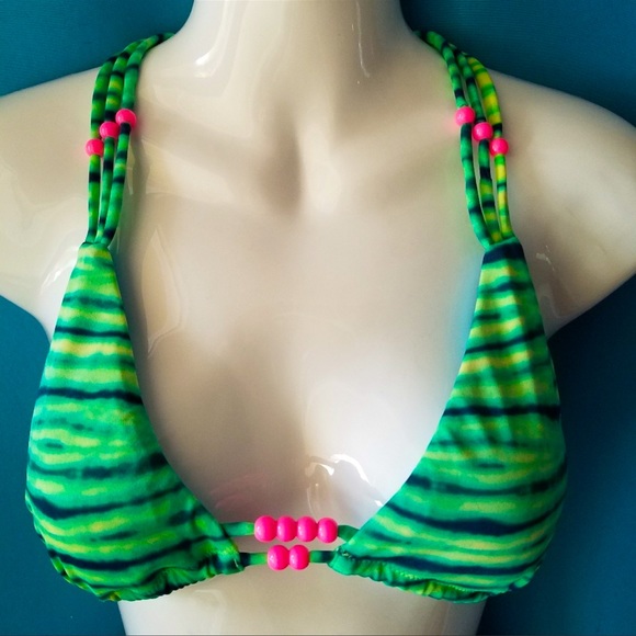 Victoria's Secret tie dye pink beaded bikini small swim top - Picture 1 of 5